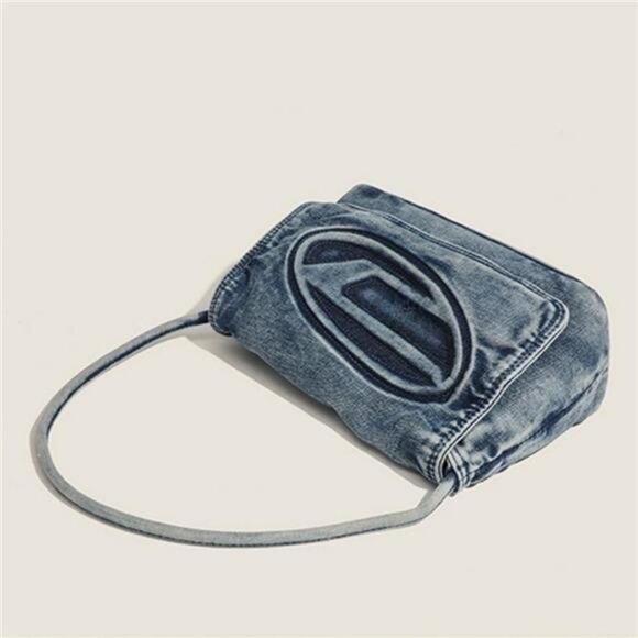 Denim Shoulder Bag Women Casual Tote Handbag Soft Blue Jean Bag - Picture 6 of 8